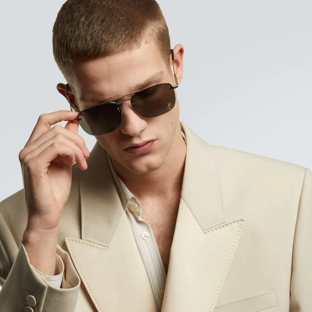 Saint Laurent SL309M 002 Pilot Sunglasses – Silver Frame with Grey Lenses - Picture 11 of 12